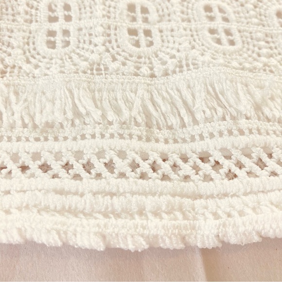 Sam Edelman White Square-Neck Strappy Lace Fringe Sheath Mini Dress (Size 10) - Picture 11 of 16